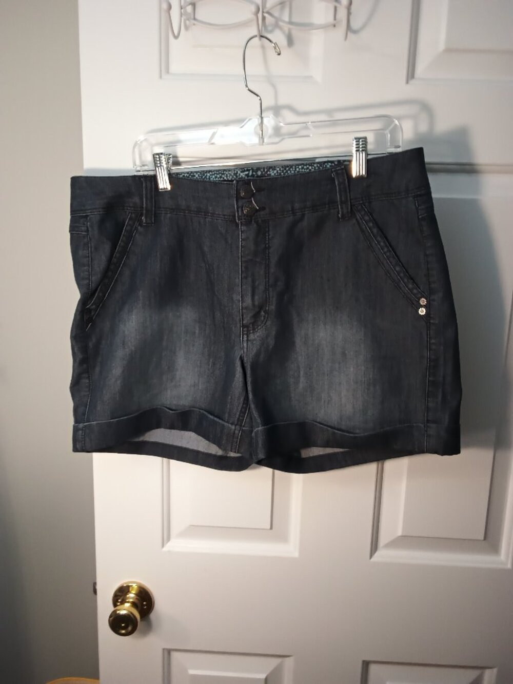 one 5 one Women's Dark Wash Denim Jean Shorts
